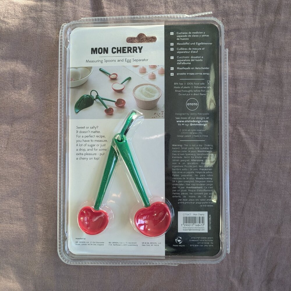 🌸 Mon Cherry Measuring Spoon + Egg Separator NIB - Picture 3 of 6